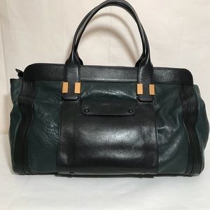 Chloe Alice Leather Tote Bag Black Hunter Green
